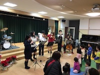 モダンジャズ研究部、合唱部、オーケストラ部が地域の保育園の演奏会に参加しました